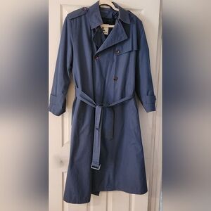 Misty Harbor Elegant Blue Trench Coat with Belt and Long Sleeves Sz 16